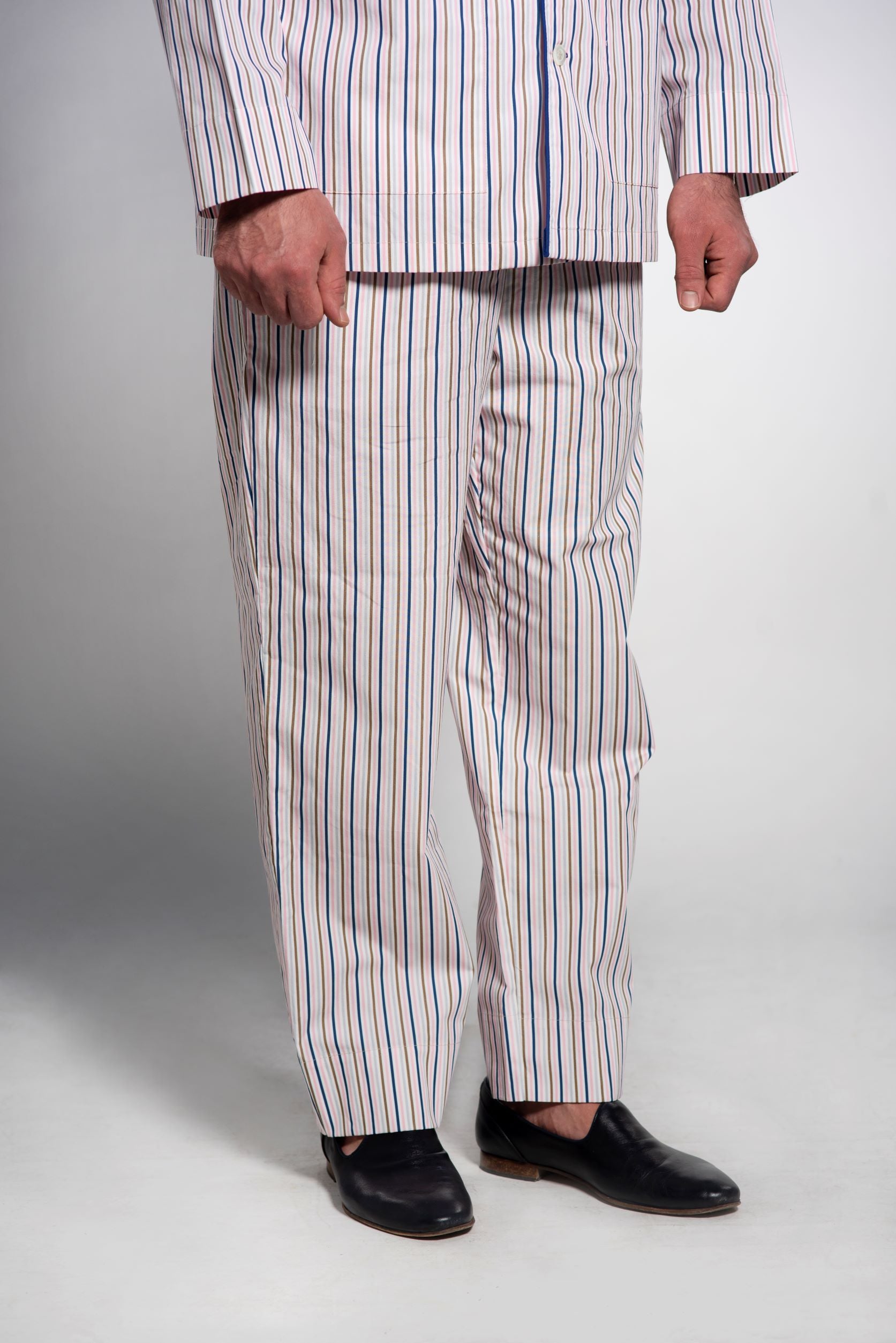 Klassische Herren Pyjamas Baumwolle-Popeline mit Streifen