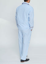 Lade das Bild in den Galerie-Viewer, Herren Schlafanzug Bio-Baumwolle Blau Gestreift Classic Fit
